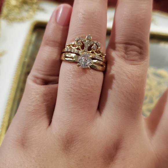 👸🏼👑Princess tiara gold ring set - Picture 4 of 8